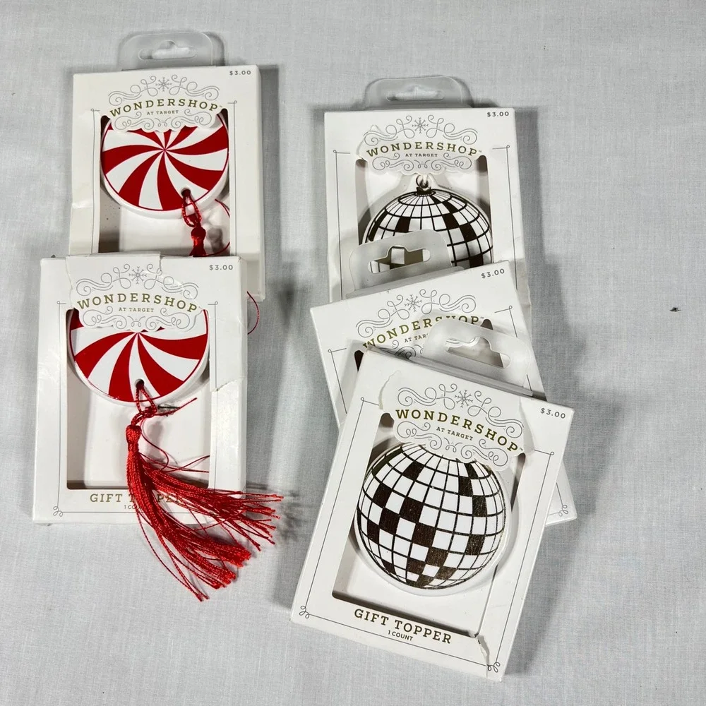 Wondershop Gift Topper Ornament Set Peppermint Disco Ball Multi Color 5 Pack